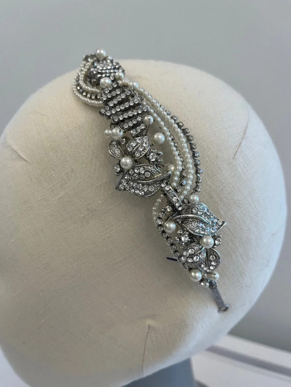 BHLDN Bridal Rhinestone & Pearl Headband